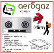 Aerogaz 90cm Stainless Steel Gas Hob with 2 Burners AZ-932SF