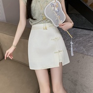 New Chinese Style Chinese Style Retro A-Line Skirt Women 2026 Summer Slimmer Look High Waist Skirt E