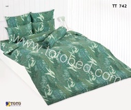 TOTO GOOD ผ้าปูที่นอนโตโต้ ลายธรรมดา ขนาด 3.5 5 6 ฟุต รหัสสินค้า TT742 ลายดอกไม้ สีเขียว มรกต  เฉพาะชุดผ้าปูไม่รวมผ้านวม สำหรับที่นอนสูง 10 นิ้ว