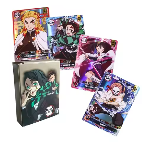 50pcs Anime Demon Slayer Card Tanjirou Zenitsu Nezuko Shinobu Giyuu Kimetsu No Yaiba Shining Cards C