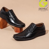 H5E5 GEOVELLI FULL BLACK - Men's BLACK Swedish Leather Loafers Shoes Short Formal Work Office Bloes 