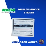 Mileage Service Sticker / NASA Genuine Sticker / Engine Oil / Brake Fluids / Transmission Fluids Service Reminder