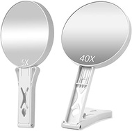 Magnifying Mirror 40X/5X Double Sided Hand Mirror, Precision Makeup at 40X Magnification & Overall V