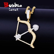Bow Arrow Shape Necklace &amp; Pendants Gold Color Iced Cubic Zircon Men's Hip Hop Jewelry