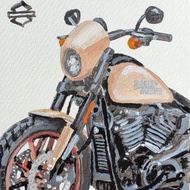 Motorcycle Harley Davidson Painting Original Artwork 2023 Low Rider S Postcard