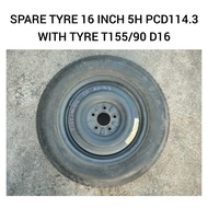 Spare Tyre 16 Inch 5H PCD114.3 ( T155/90 D16 ) Toyota Alphard Vellfire Harrier Lexus / Tire Spare / 