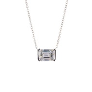 White Gold and 1.01ct Emerald Cut Diamond Pendant Necklace