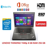 Lenovo ThinkPad T440 14 inches Laptop, Core i5-4600U 2.1GHz, 8GB Ram, 256 GB SSD, Windows 10 Pro Office 2019,Zoom,WFH