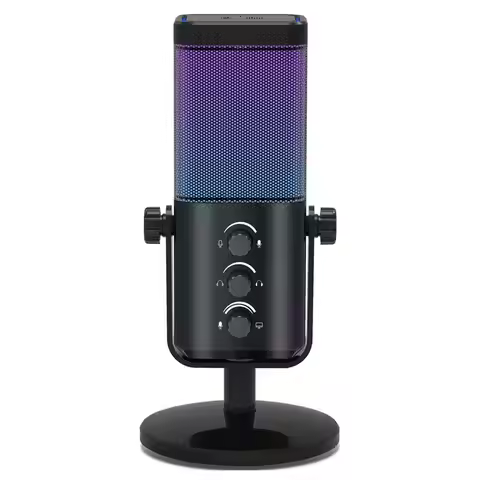ABZZ-RGB Gaming Microphone USB-C With Noise Cancellation Monitoring For Streaming/Recording/ASMR/Vid