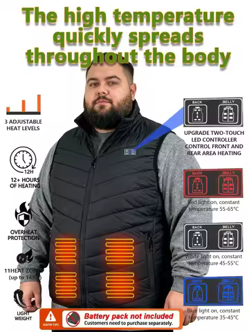 Heated Vest 11 Heating Areas Dual‑Zone Independent Temperature Control USB Powered Heating Gilet Mac