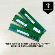 Used 4GB 8GB 1333mhz DDR3 PC Memory 1600mhz DDR3L Desktop DIMM RAM 1