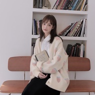 Girls knitted cardigan sweater, Japanese sweet soft girl jacket, loose V-neck, lazy style, casual ou少女针织开衫毛衣女日系甜美软妹外套宽松V领慵懒风休闲外穿3.18jinl168.my