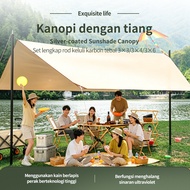 Camping Tarp with Poles, UPF50+ Waterproof Sunshade Canopy, Silver-Coated Outdoor Awning for Camping