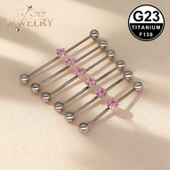 1pc 16G Punk Gothic Barbell Piercing Pink Crystal Barbell Piercing G23 Titanium Cartilage Piercing E