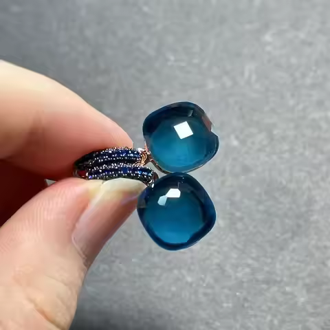 12.6mm Flat Nudo Earrings Inlay Blue Zircon With Black Gun Plated Candy Crystal Earrings Fashion Jew