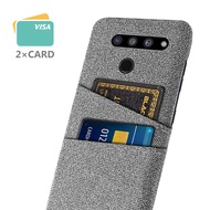 Luxury Fabric Dual Card Phone Case Casing On The For LG V50 G8 G7 ThinQ V30 Coque Card Slots Wallet Cover For LG G6 V 30 V50thinq Capa