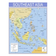 Southeast Asia Political Map Waterproof A4 Laminated Chart
