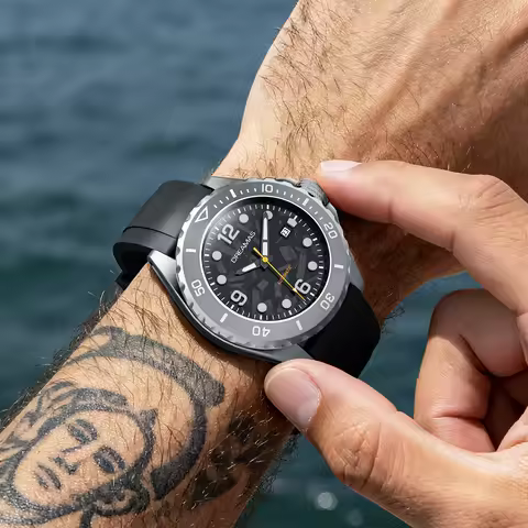 DREAMAS Men's Mechanical Watch Titanium Alloy Diving Watch Swiss 3D Super Luminous 500m Waterproof a