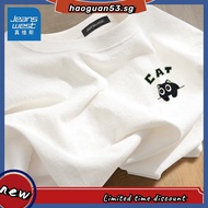 lovito official store off shoulder top 100 Cotton Short-sleeved T-shirt White Summer Unisex Relaxed-