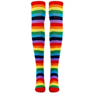 Colorful Rainbow Striped Socks Over the Knee Clown Striped Costume High Stockings for Halloween Cosp