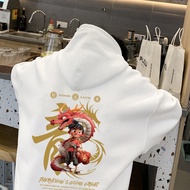Trendy Chic M-7XL Oversized Men Hoodie Sweatshirt 2024 Chinese New Year Dragon Street Wear Style Red
