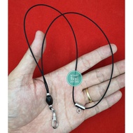 Parachute Rope Necklace Black Ebony Wood Square Beads With Stainless Steel Crab Claws (With Back Rin
