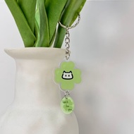 Same Style Lucky Cat Four-Leaf Clover Acrylic Pendant Gift for Friends Cute Backpack Adorable Pendan