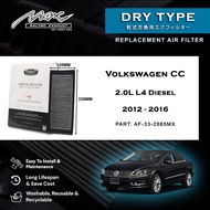 Volkswagen CC 2.0L L4 Diesel 2012 to 2016 33-2865MX Max Racing Performance Dry Type Air Filter