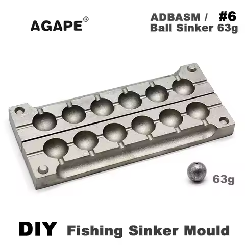 Agape DIY Fishing Ball Sinker Mould ADBASM/#6 Ball Sinker 63g 6 Cavities