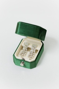 絲絨飾品盒 - 長橢圓形八角鎖 - 手工復古風格耳環盒