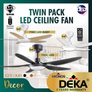 [TWIN PACK] DEKA KRONOS F5DC LED 56" F5DC Baby LED Fan 46'' 5 Blades 7Speed DC Motor Ceiling Fan With Light Kipas Siling