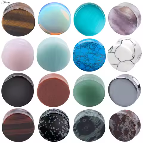 1PC Stone Ear Plugs Gauges Earrings Women Men Ear Plug Flesh Tunnel Piercing Expander Ear Stretcher 