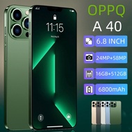 OPPQ A40 สมาร์ทโฟน RAM16GB+ROM512GB โทรศัพท์มือถือความจุขนาดใหญ่ 6800mAh โทรศัพท์มือถือ 6.8 นิ้วโทรศัพท์มือถือนักเรียนกล้อง HD โทรศัพท์มือถือ Android