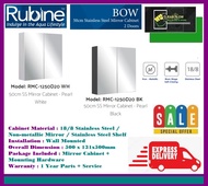 Rubine RMC-1250 D20 (Black &amp; White Colours ) 50cm Stainless Steel Mirror Cabinet With 2  Doors | FREE AND FAST DELIVERY