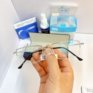 KT500 half-rimmed 0-degree fashion glasses, bright Silver, Japanese-fashion 0-degree lenses, super l