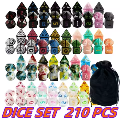 DND Dice 30 Set(210pcs) Acrylic Polyhedral Dice Set with Velvet Bag for DND Role Playing Game, Perfe