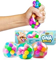 YoYa Toys The Original DNA Ball Fidget Pack | Colorful Squeezing Stress Relief Ball for Adults &amp; Kids | These Unique Rubber Squishy Toys are Great for Stress, Anxiety, Bad Habits &amp; More | 3 Pack
