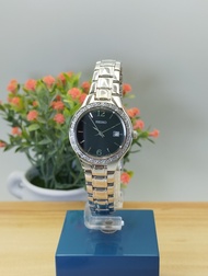 นาฬิกาผู้หญิง SEIKO Quartz Women  รุ่น SUR785P1 Quartz หน้าปัดดำ ล้อมคริสตัลแท้Swarovski ประกันไซโก้