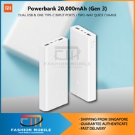 [100% Authentic] Xiaomi Powerbank 20000mAh Power bank Xiaomi 20000mAh Gen 3 USB C