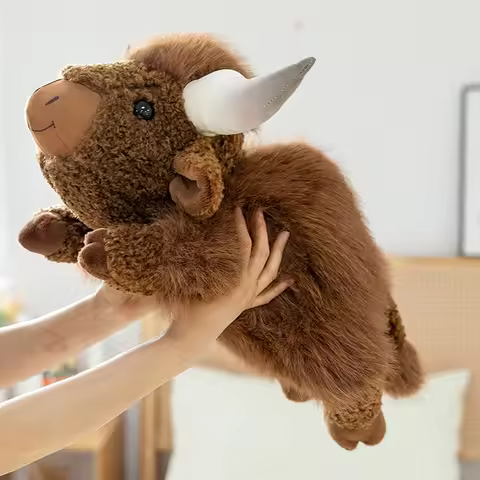 Realistic Wild Yak Stuffed Animal Realistic Wildlife Cattle Plush Toys Small Black Eyes Fun Cuddle G