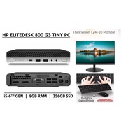 HP 800 G3 Tiny PC i5-6th Gen/8 GB RAM/256GB SSD/Win 10 Pro/24'' Lenovo HDMI monitor/MS office/[REFURBISHED]