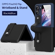 เคส N3 Oppo Find N2แบบฝาพับมีสายรัดข้อมือหนังแฟชั่น + ที่ใส่ด้านหลังบางพิเศษสำหรับ N2Flip Oppo Find FindN2 N2Flip พับได้ OppoFindN2Flip เคสโทรศัพท์5G กันกระแทก