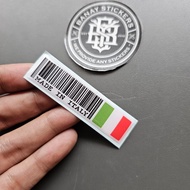 Sticker Emblem Sticker MADE IN ITALY Embossed Barcode Sticker Motor