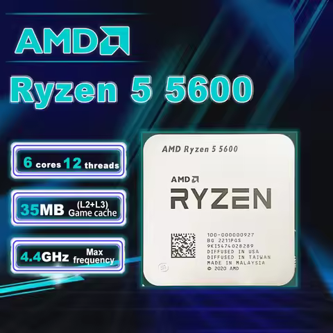 NEW AMD Ryzen 5 5600 R5 5600 3.5 GHz 6-Core 12-Thread CPU Processor 7NM L3=32M 100-000000927 Socket