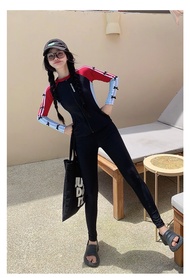 ชุดว่ายน้ำสตรี Terno เสื้อและกางเกงชุดแขนยาว5ชิ้นบุนวมแบบอนุรักษ์นิยมชุดชายหาดชุดดำน้ำแฟชั่น Ootd ดี