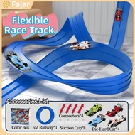 [HOT] 16 Ft Flexible Race Track For Kids Racecars Race Car Ramp Track With Suction Cups And 4 Small 