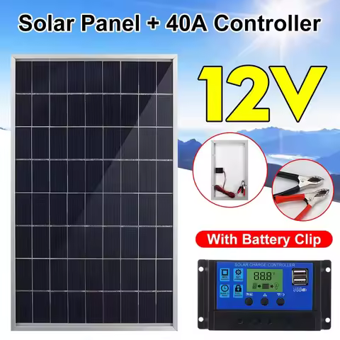 200W Rigid Solar Panel Kit For Home Waterproof Monocrystalline Charge 12V Battery With 40A Controlle