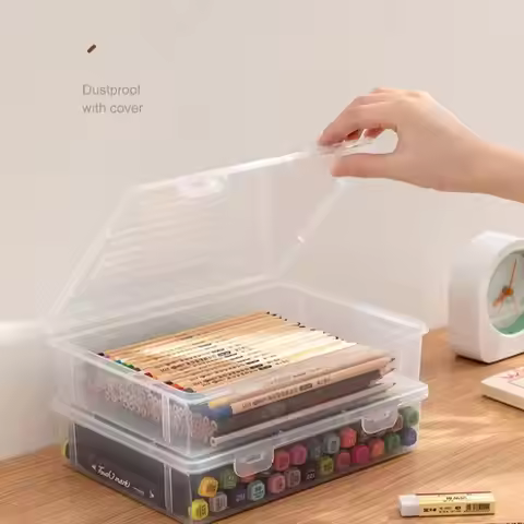 Document Organizer Organized Clear Square Shape Storage Box Organizing Box Dustproof Transparent Des