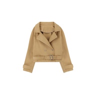 (พร้อมส่ง 7/10) STUDIO UNKNOWN - Sue Cropped Trench Coat เสื้อหนาว เทรนโค้ทผ้าวูลผสม ตกแต่งกระดุมโลโ