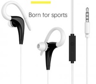全城熱賣 - 有線耳掛式入耳式運動耳塞運動線控運動掛耳耳機（圓線白色）